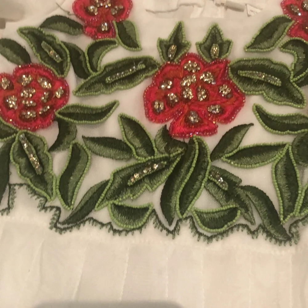 Girls Ivory Floral Embroidered Indian Formal Dress 2-3Y